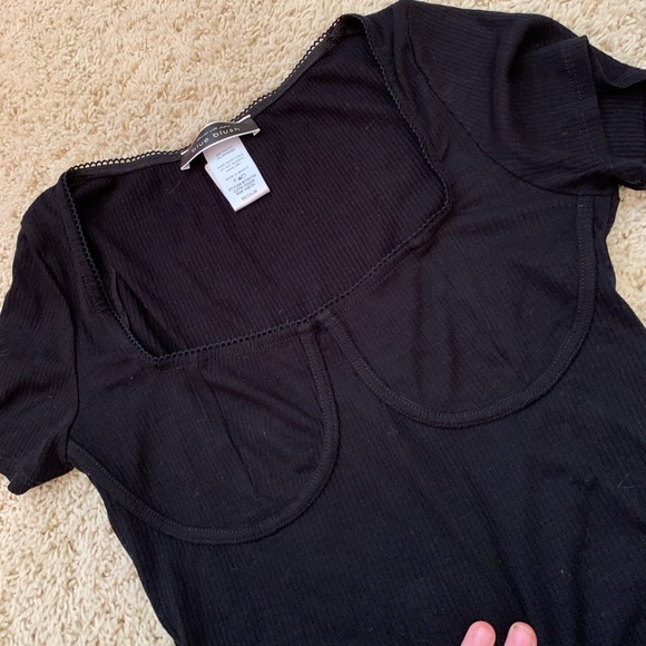 Dolls Kill Tops - Blue Blush Black Ribbed Shirt NWT (Dolls Kill)